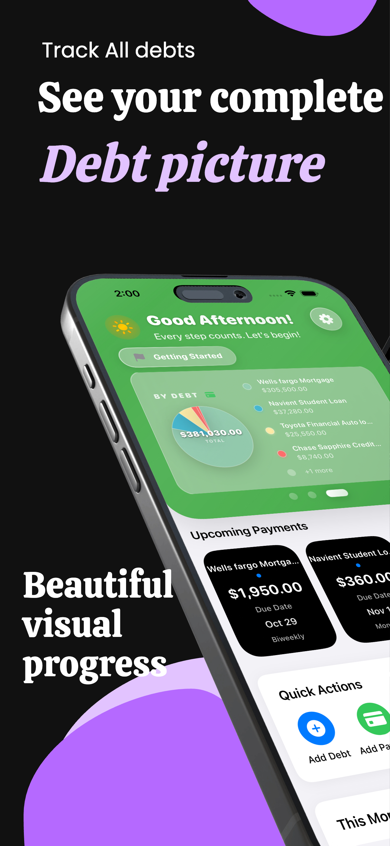 Dashboard - See all your debts and progress at a glance